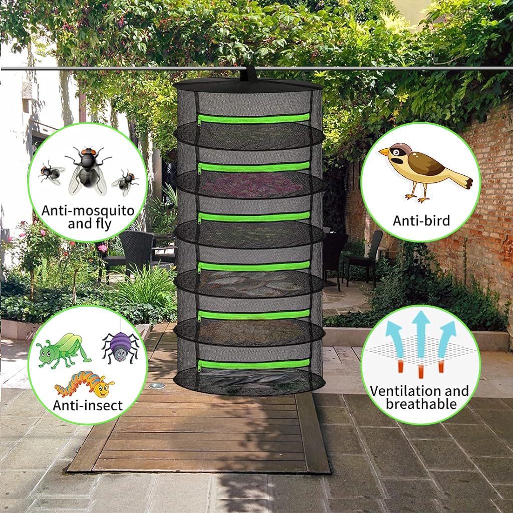 HASTHIP® 6 Layer Herb Drying Rack Net Mesh Herb Drying Rack Hanging Drying Mesh Rack with Separate Zipper Closure Airy Outdoor Hanging Drying Rack for Herbs, Fruits, Plants, Food, Seed HASTHIP® 6 Layer Herb Drying Rack Net Mesh Herb Drying Rack Hanging Drying Mesh Rack with Separate Zipper Closure Airy Outdoor Hanging Drying Rack for Herbs, Fruits, Plants, Food, Seed